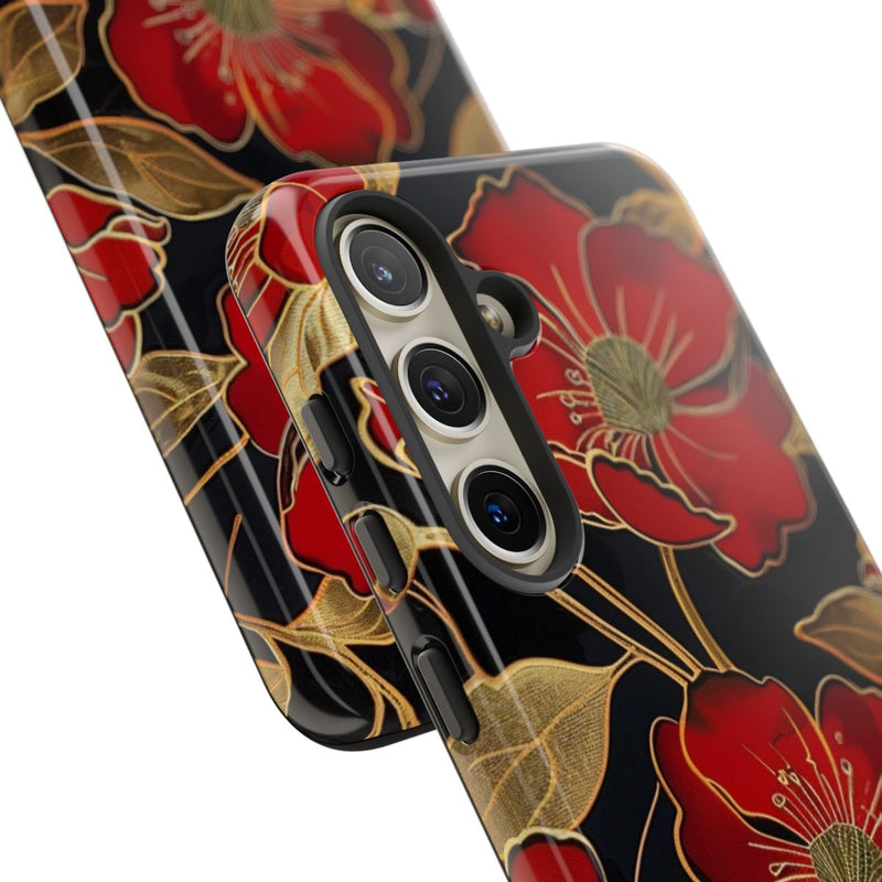Rood-Gouden Bloemenpatroon