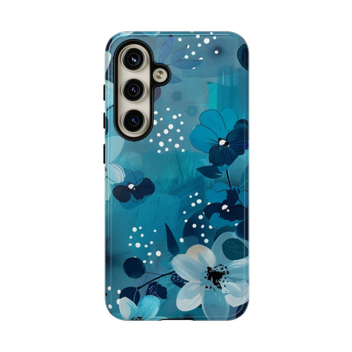 Turquoise Bloemenpatroon met Stippen