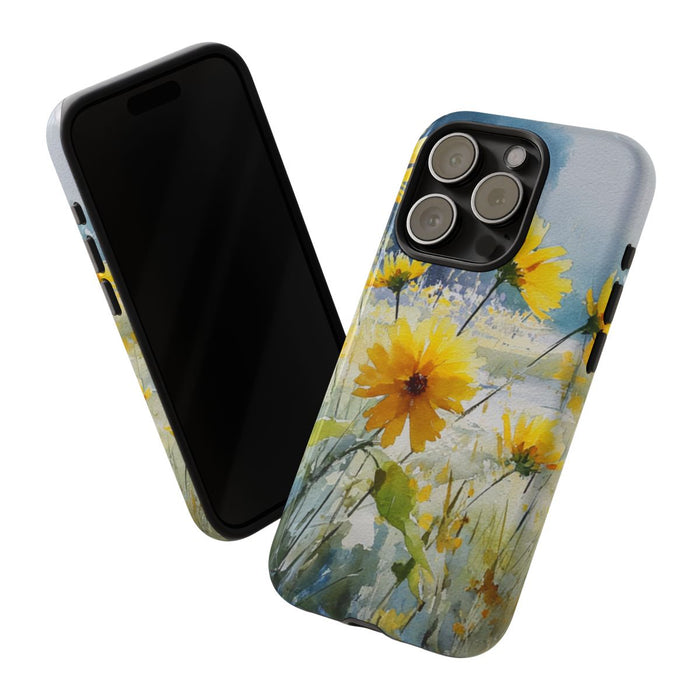 Gele Zonnebloemen in Pastelkleurig Landschap