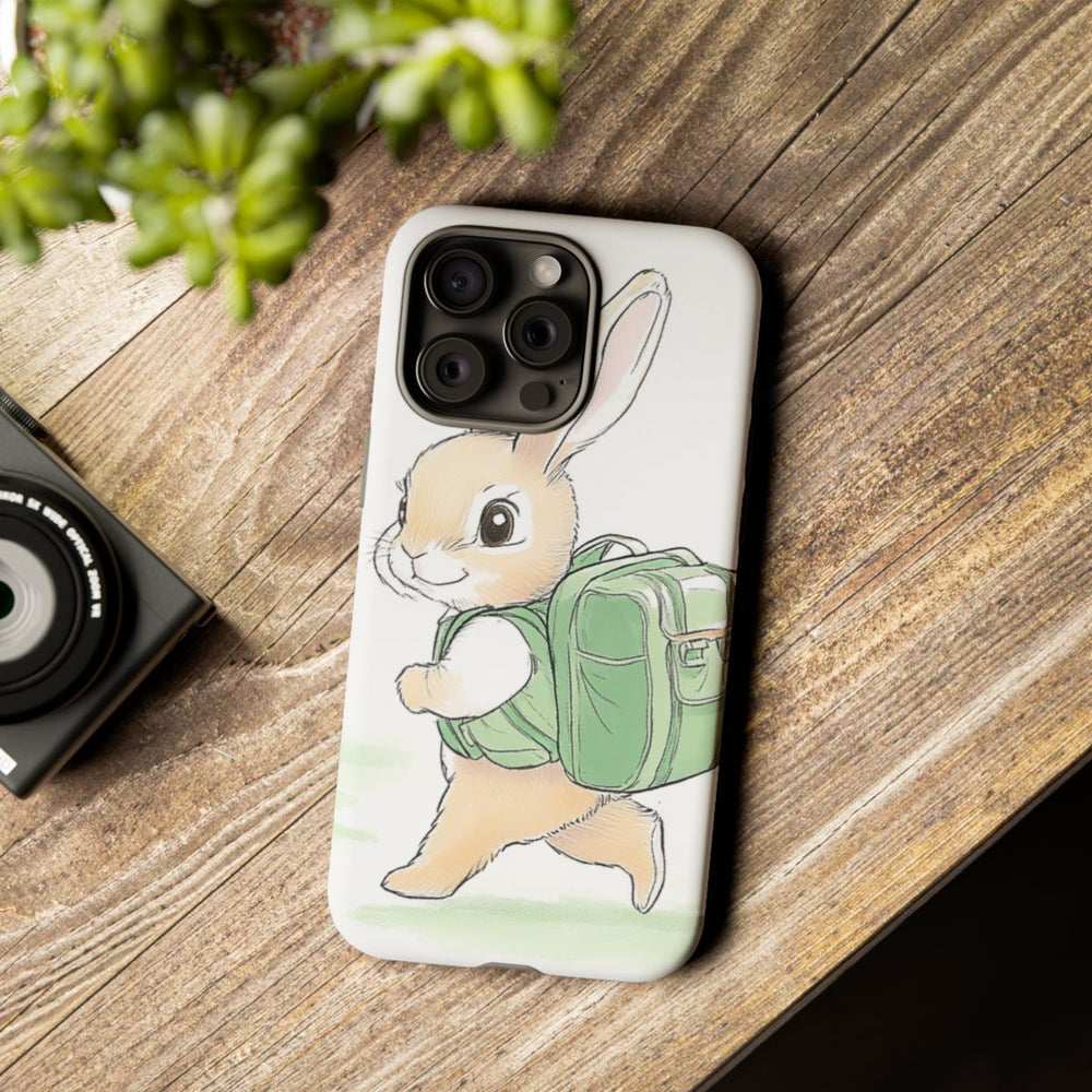 Lief Konijntje met Groene Rugzak Illustratie
