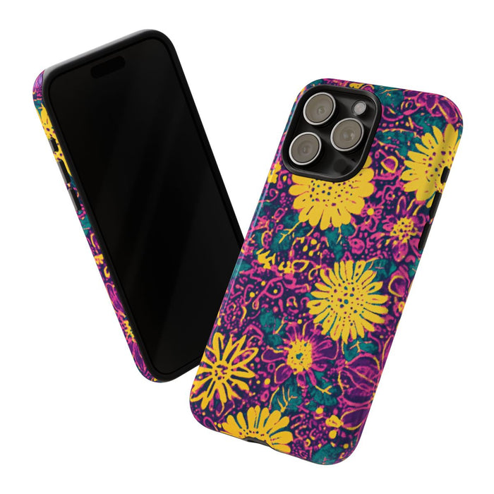 Gele en Paarse Bloemenprint