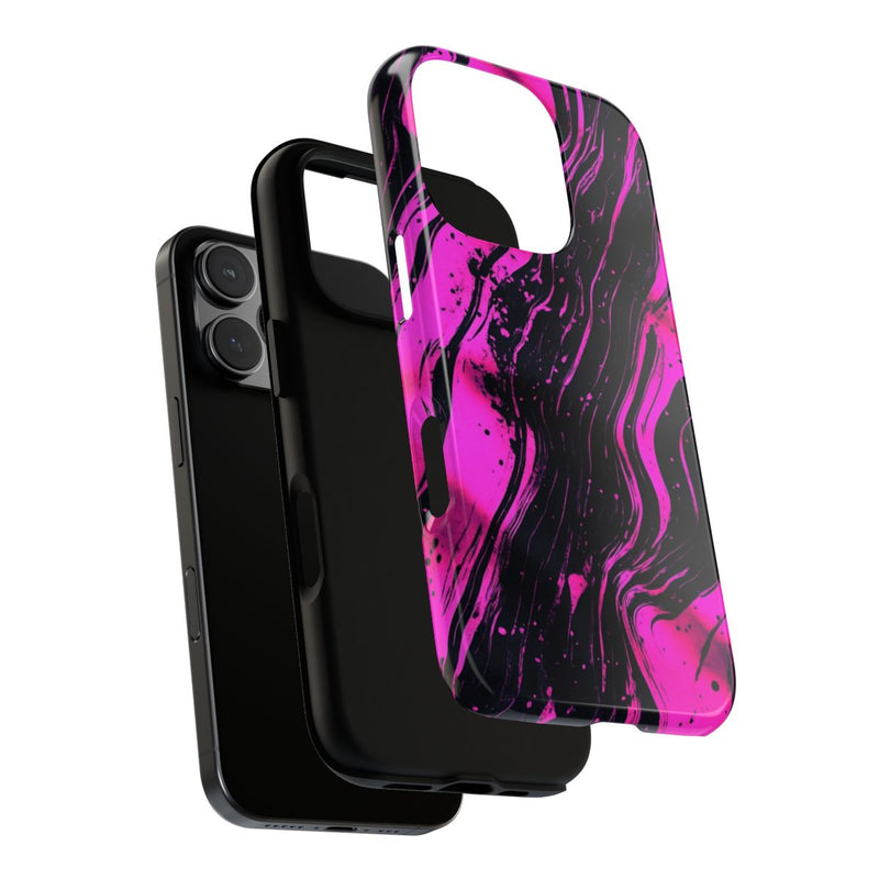 Neonroze en Zwart Abstract Patroon