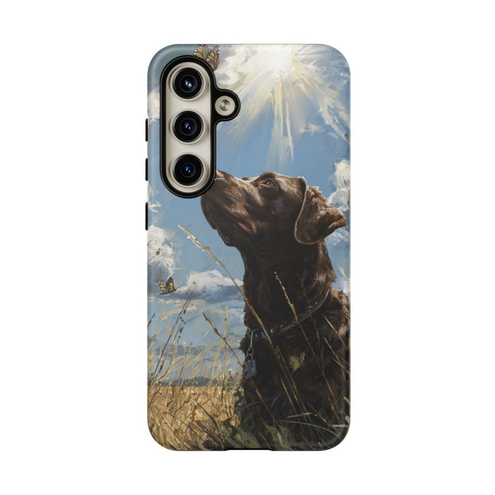 Chocoladekleurige Labrador met Vlinders in Veld