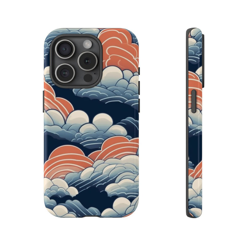 Gestileerd Wolkenpatroon in Blauw en Oranje