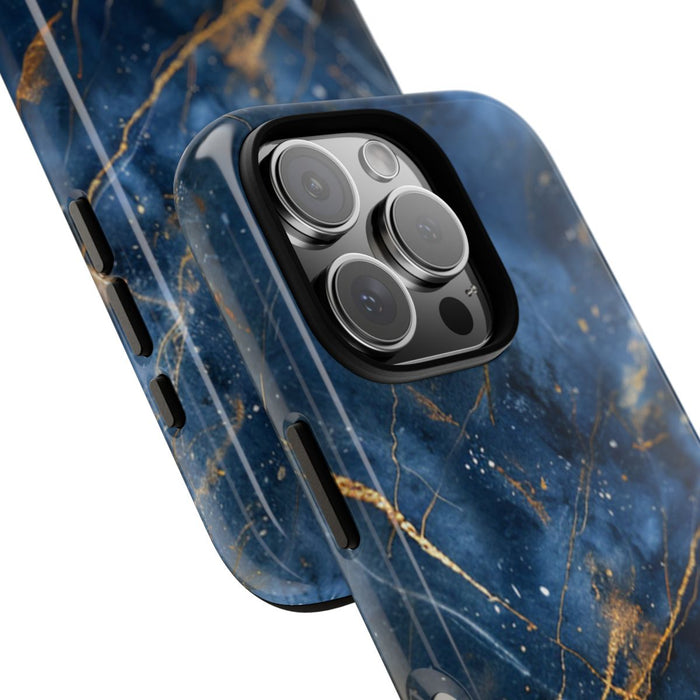 Blauw Marmerpatroon met Gouden Adering