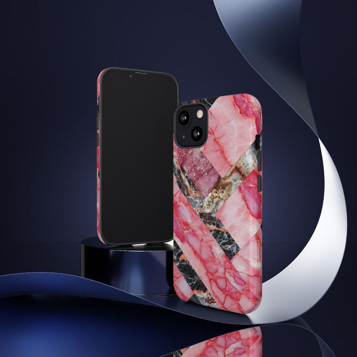 Roze en Zwart Geometrisch Marmerpatroon