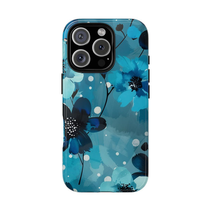 Blauw Bloemenpatroon met Stippen