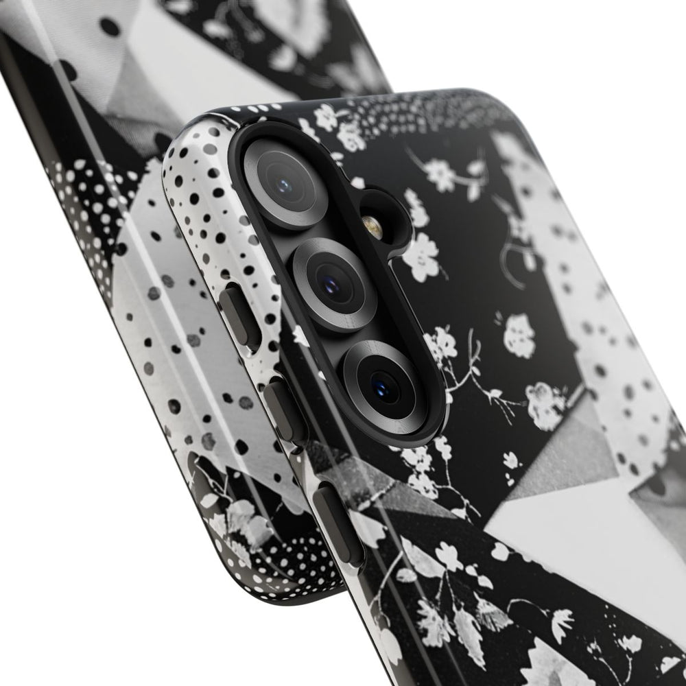 Monochrome Bloemen- en Polkadot Patchwork