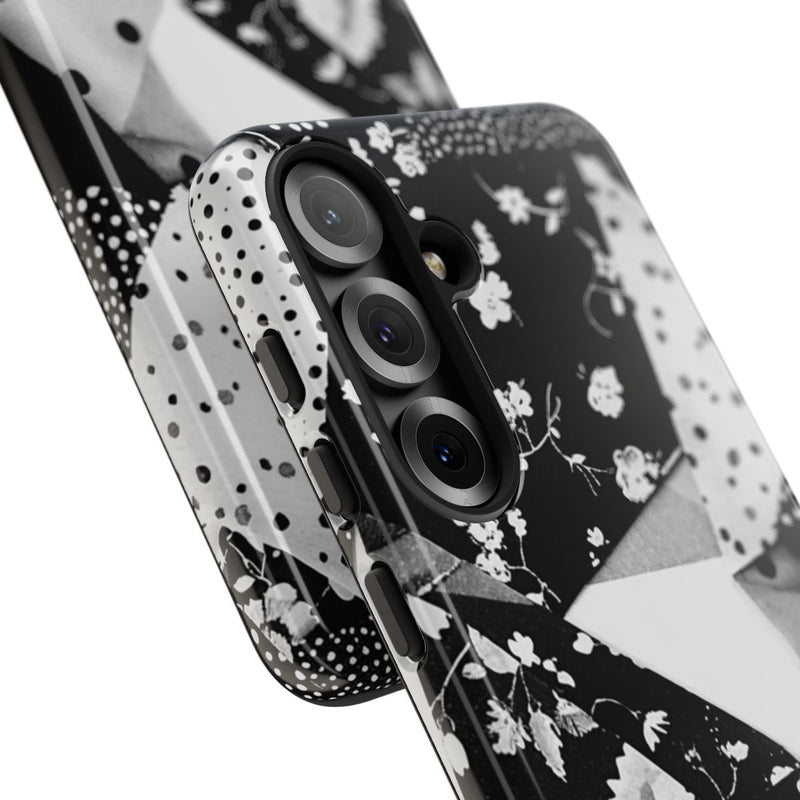 Monochrome Bloemen- en Polkadot Patchwork