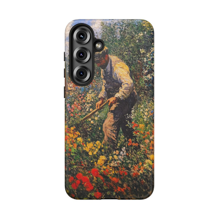 Tuinier Tussen Kleurrijke Bloemen