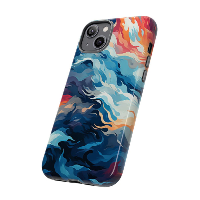 Abstracte Oceaangolven met Vurige Kleuren