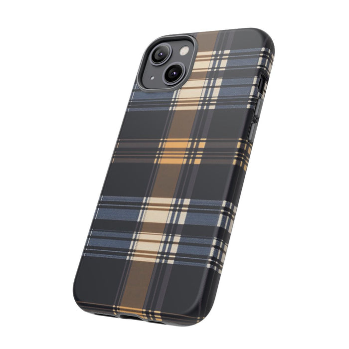 Caramel en Donkerblauw Geruit Patroon