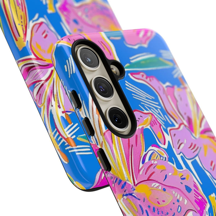 Felroze en Gele Bloemenprint