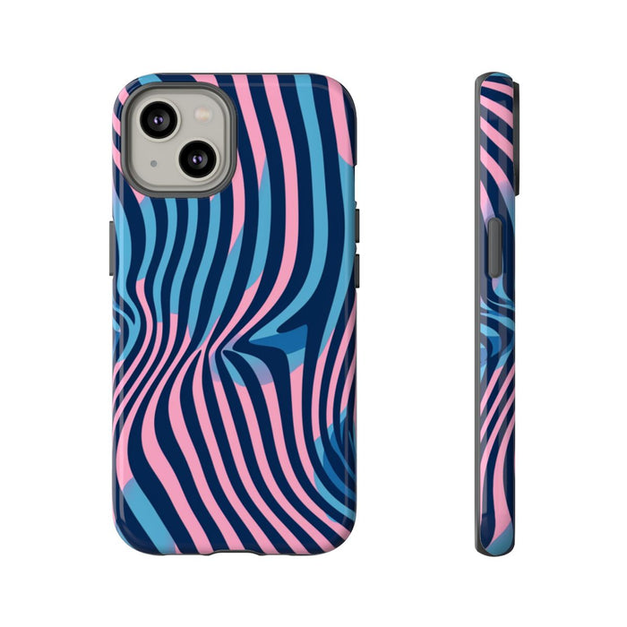 Golvend Blauw-Roze Optische Illusiepatroon