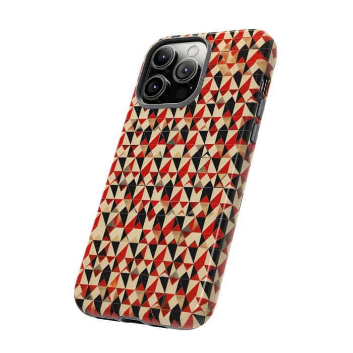 Geometrisch Abstract Patroon in Rood en Zwart