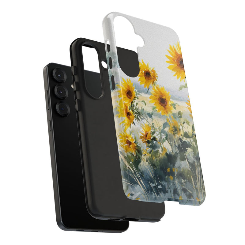 Gele Zonnebloemen in Pastelkleurig Landschap