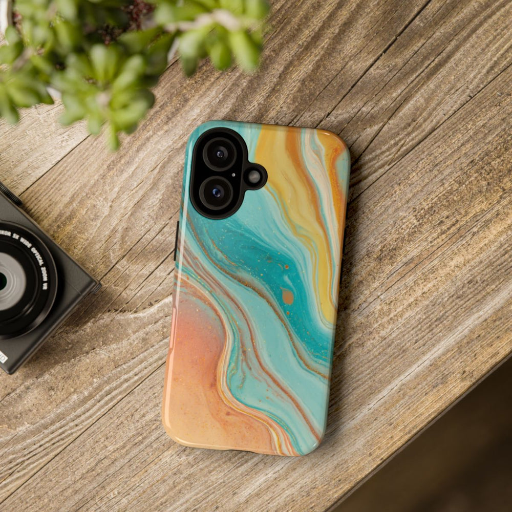 Oranje en Teal Marmer Abstract
