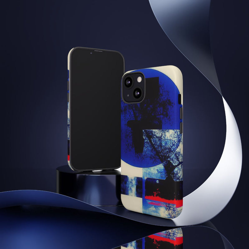 Abstracte Blauwe en Zwarte Geometrische Kunst