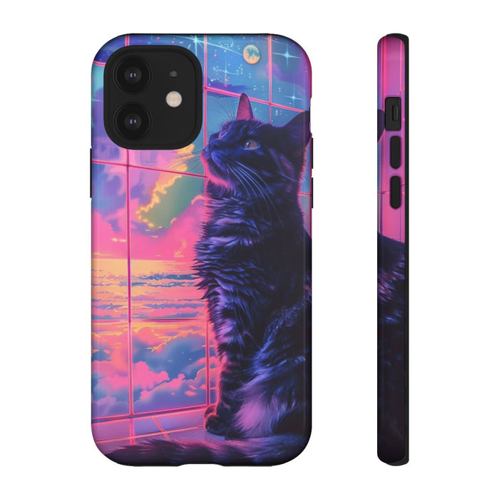 Lofi Vaporwave Kat met Neonlucht