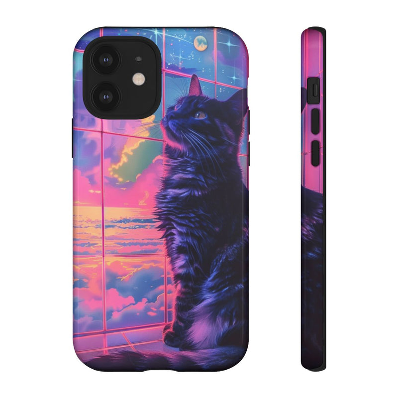 Lofi Vaporwave Kat met Neonlucht