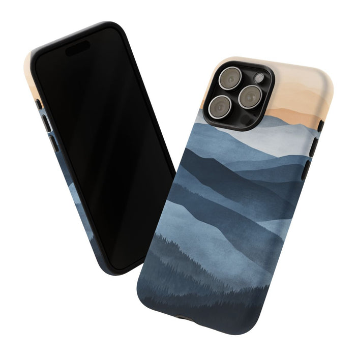 Gelaagd Berglandschap in Blauwe en Beige Tinten