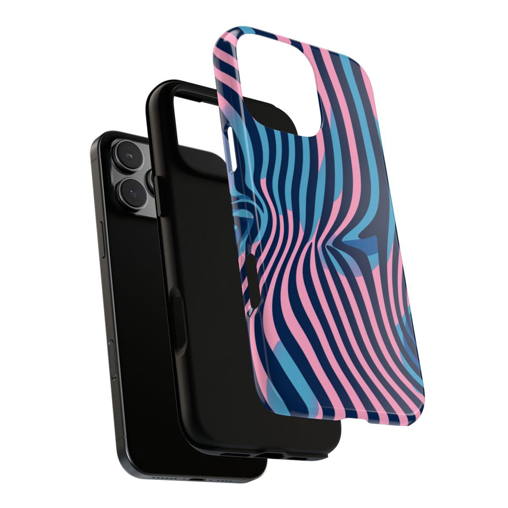 Golvend Blauw-Roze Optische Illusiepatroon