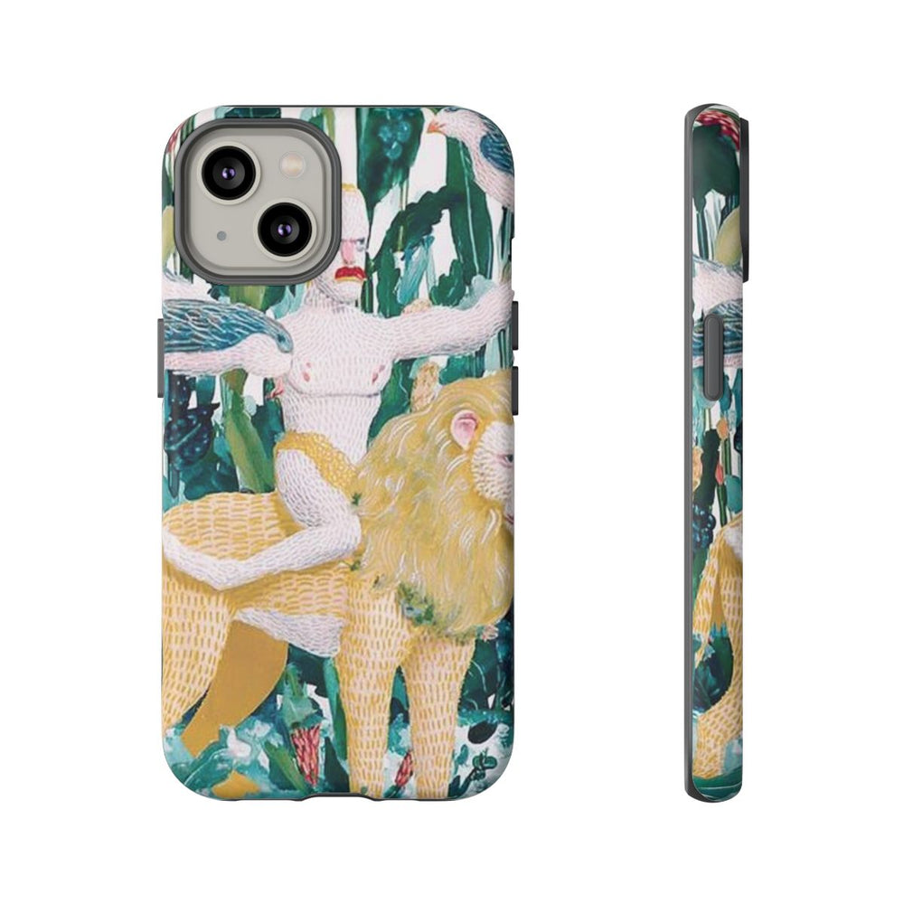 Surrealistische Man met Vogels op Leeuw