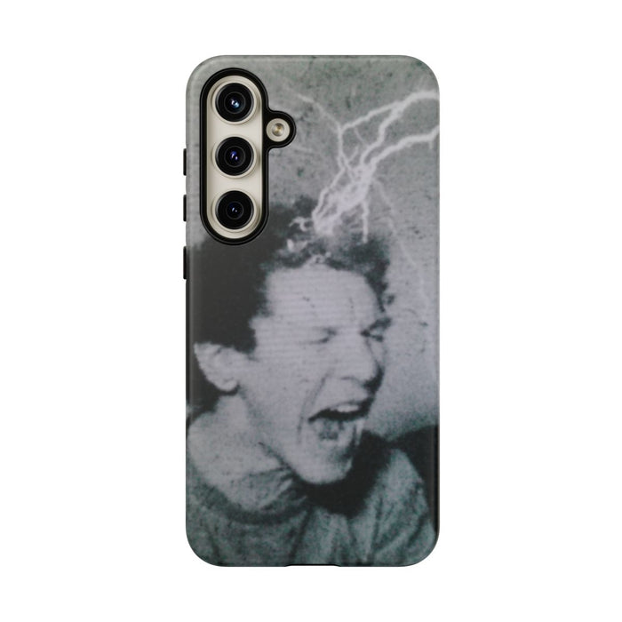 Zwart-Wit Portret met Bliksemeffect en Vintage Look