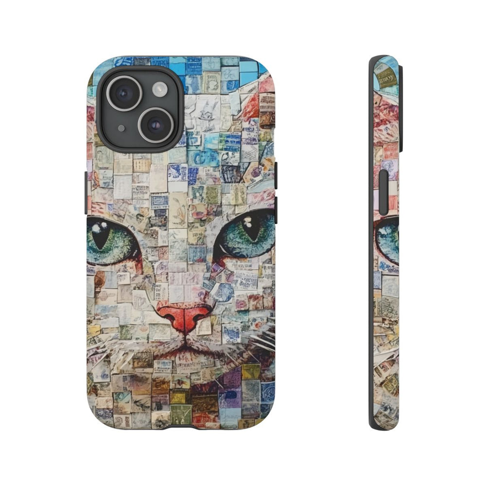 Kattengezicht Collage met Blauwe Achtergrond