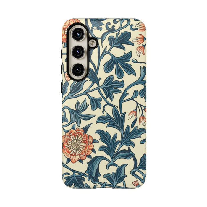 Blauw-Oranje Bloemenpatroon