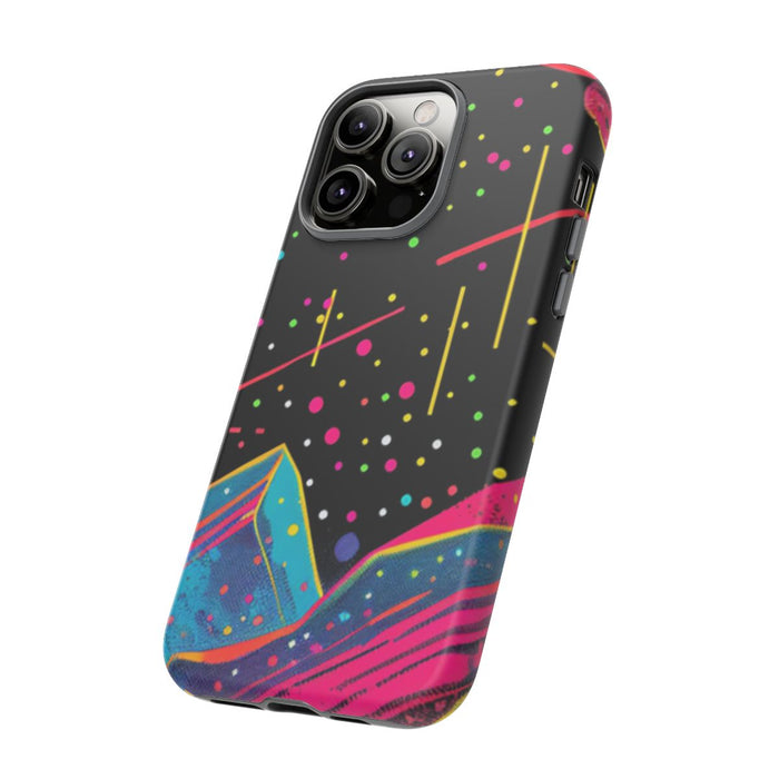 Neon Kosmisch Landschap met Planeten en Zon