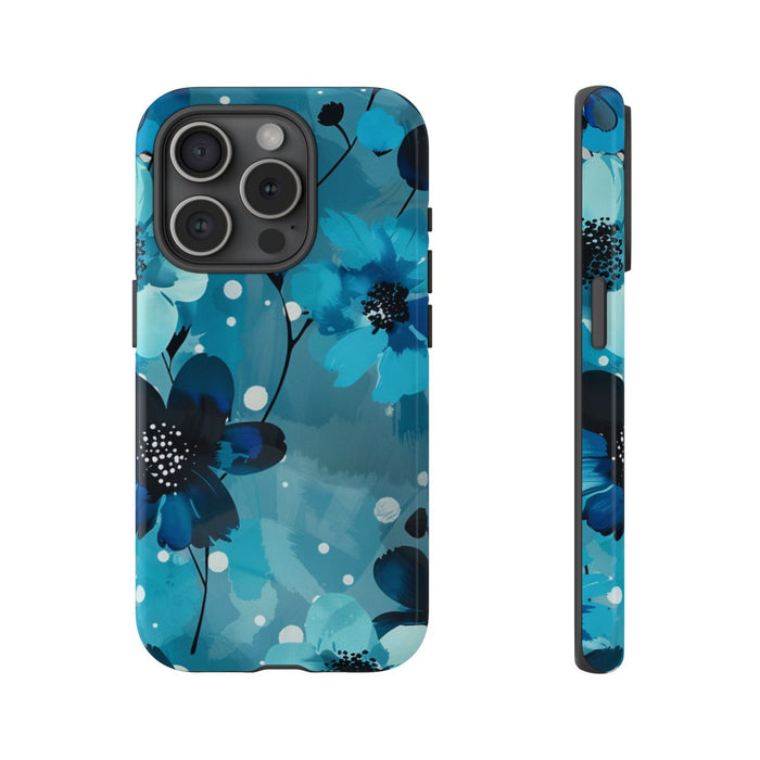 Blauw Bloemenpatroon met Stippen