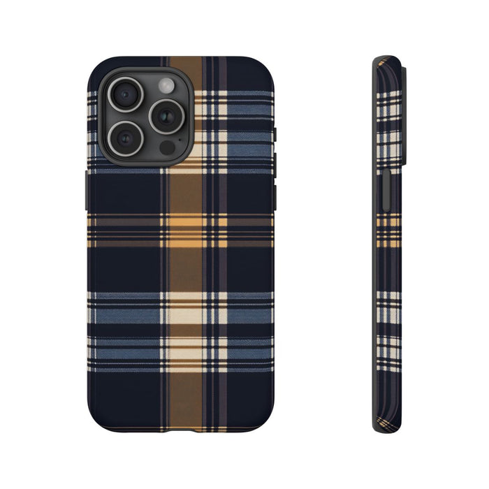 Caramel en Donkerblauw Geruit Patroon