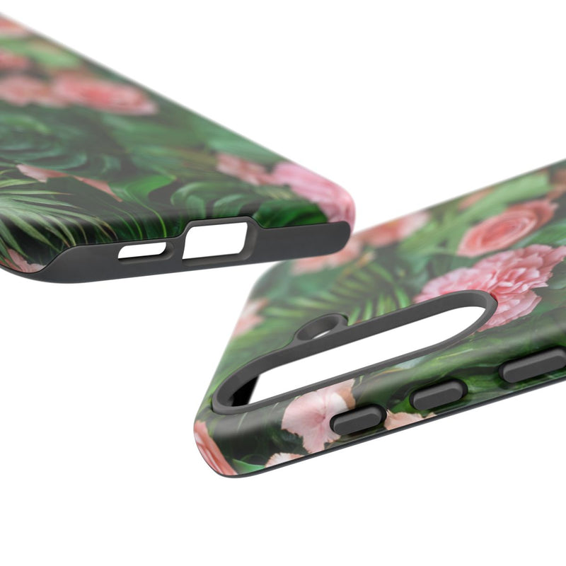 Roze Rozen en Tropische Bladeren Patroon