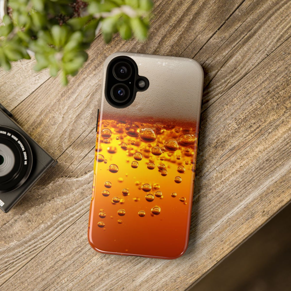 Amberkleurige Bierbellen van Dichtbij