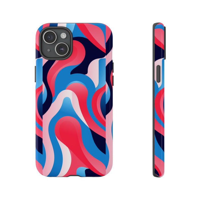 Blauw-Rood Abstract Golvend Patroon