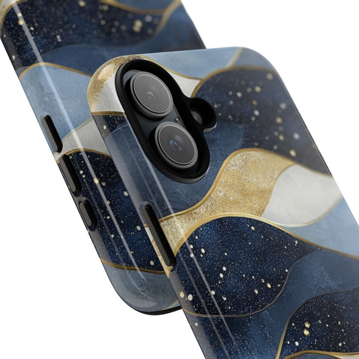 Abstract Blauw-Goud Golvenpatroon