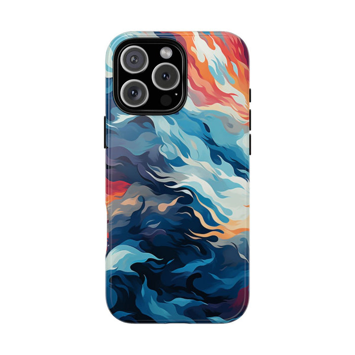 Abstracte Oceaangolven met Vurige Kleuren