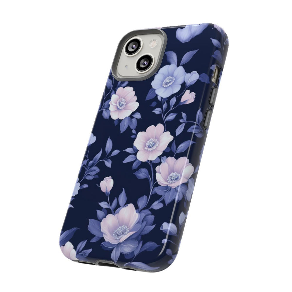 Elegant Blauw-Roze Bloemenpatroon
