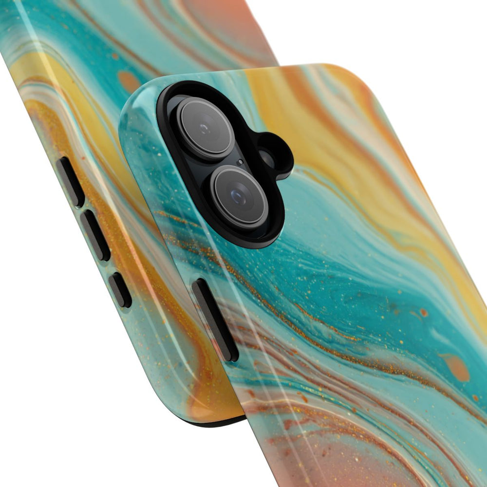 Oranje en Teal Marmer Abstract