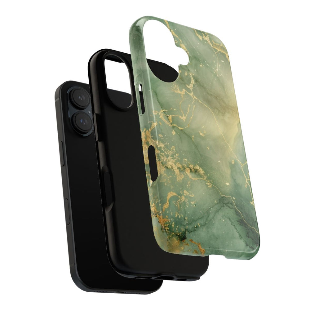 Groene en Gouden Marmer Abstract