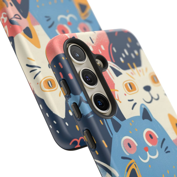Vrolijk Kattenpatroon in Kleurrijke Illustratie
