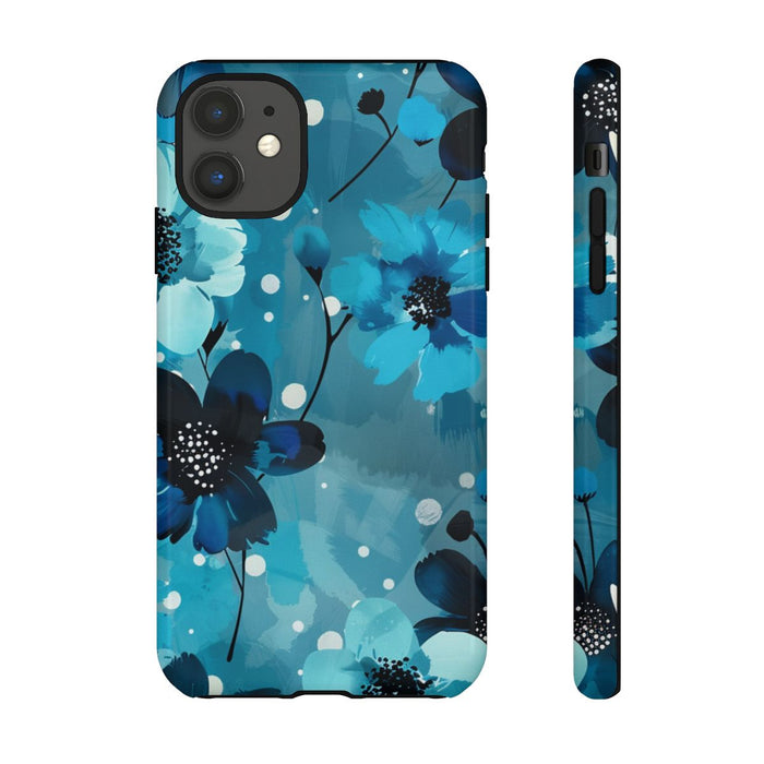 Blauw Bloemenpatroon met Stippen