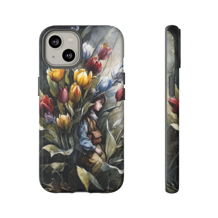 Meisje Tussen Kleurrijke Tulpen