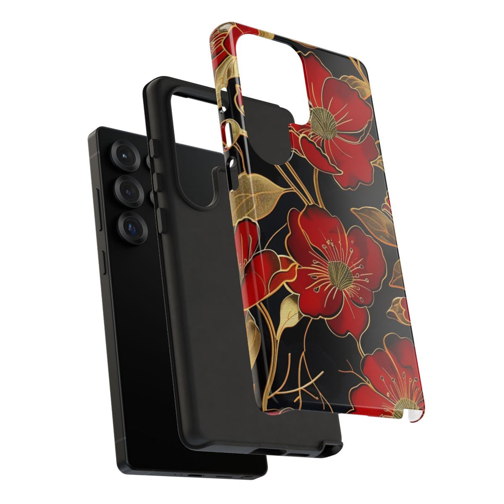 Rood-Gouden Bloemenpatroon