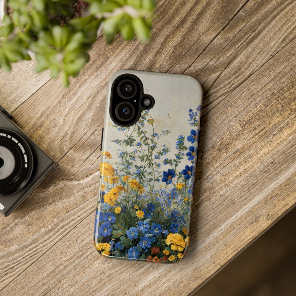 Blauwe en Gele Wilde Bloemen