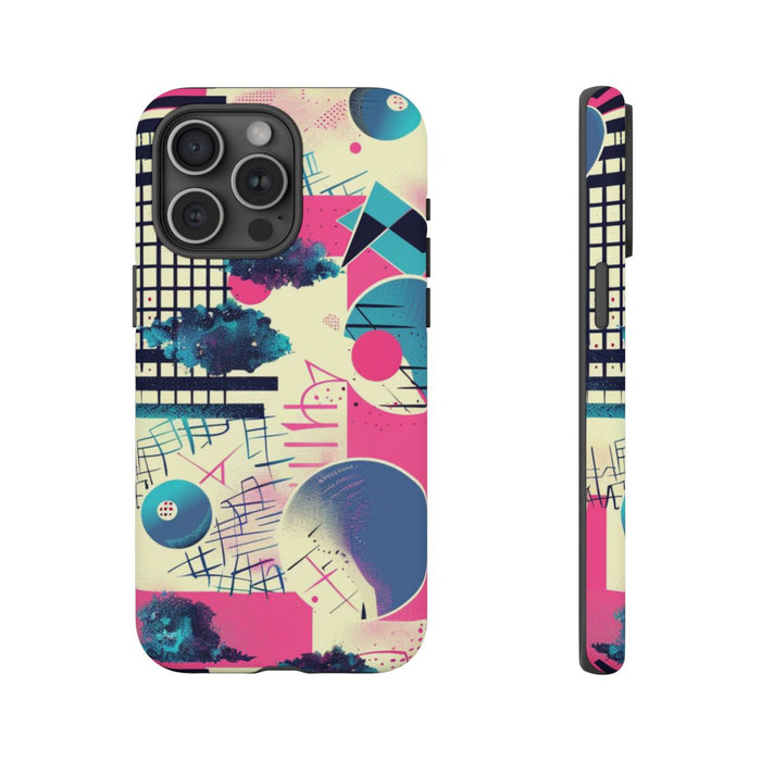 Abstract Geometrisch Patroon in Roze en Blauw
