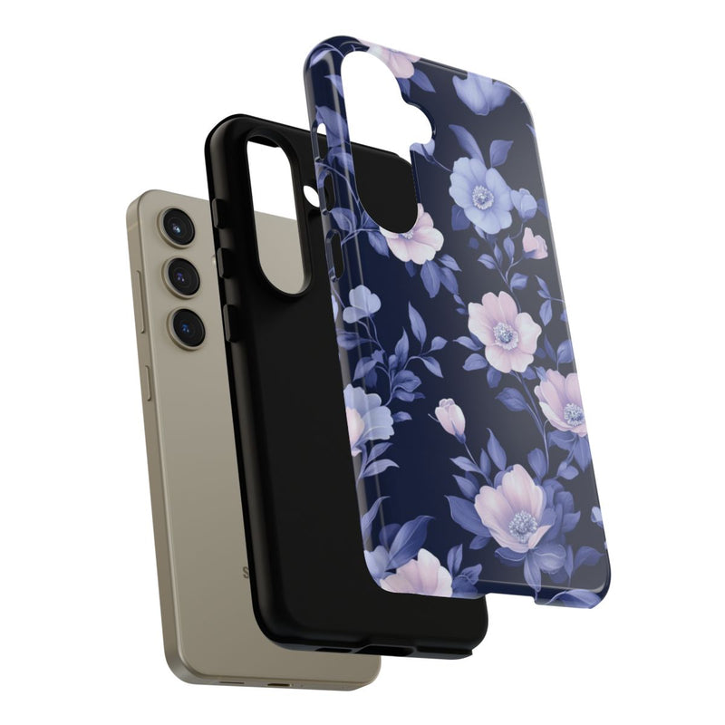 Elegant Blauw-Roze Bloemenpatroon