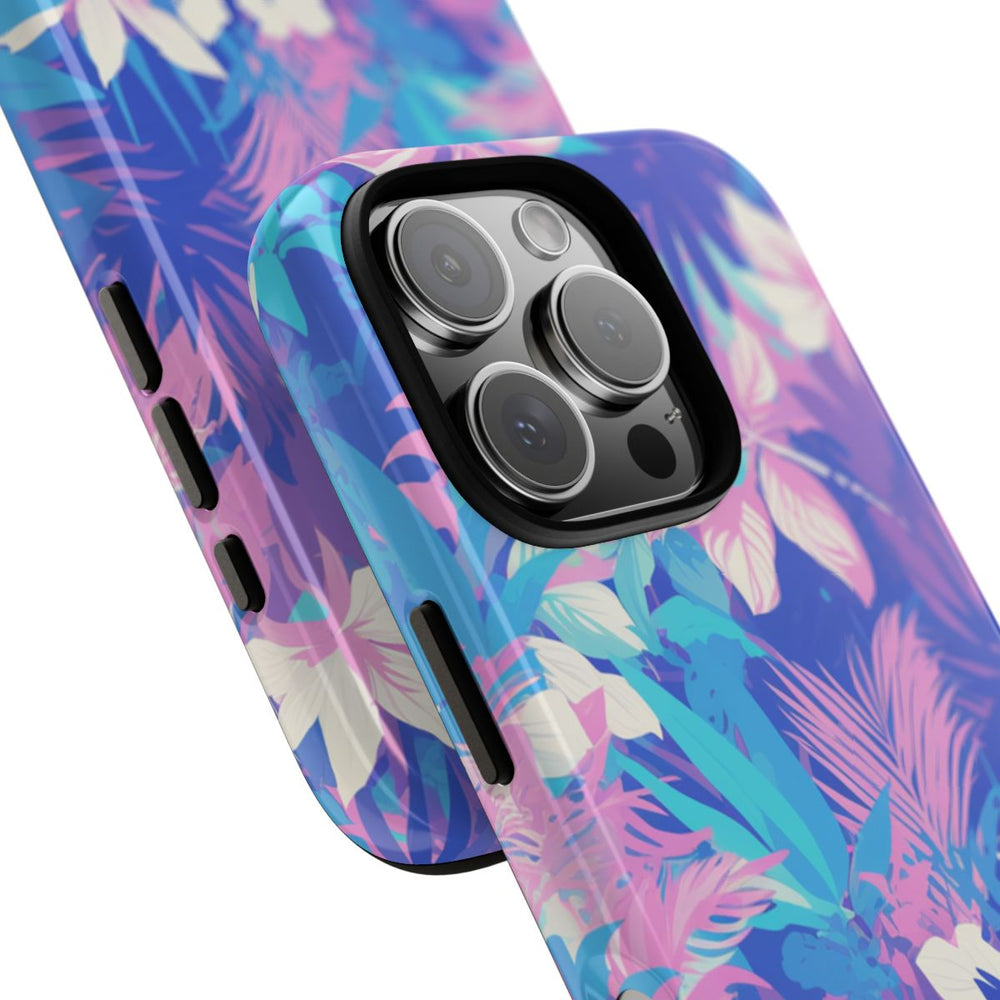 Tropisch Bloemenpatroon in Paars en Cyaan