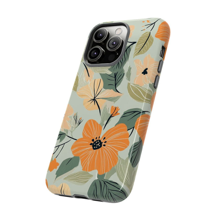 Oranje en Perzik Bloemenpatroon